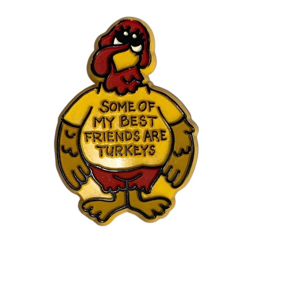Vintage 1981 Hallmark Some Of My Best Friends Are Turkeys Pin Brooch - Picture 6 of 7